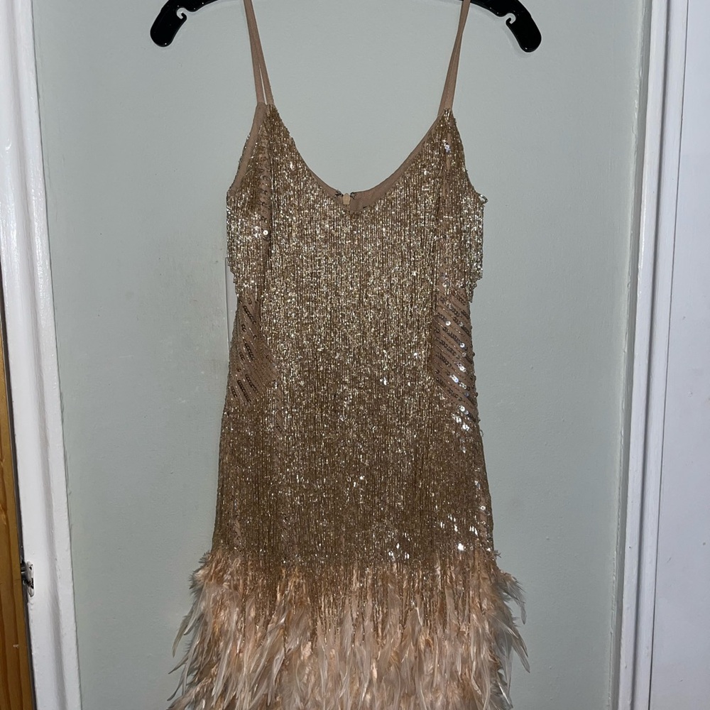 Nadine Merabi Gold Sequin Dress